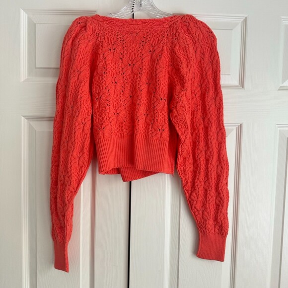 Free People Olive You Cardigan XS Coral Pink | Wrap Surplice Knit NWT No Tags - Picture 6 of 9